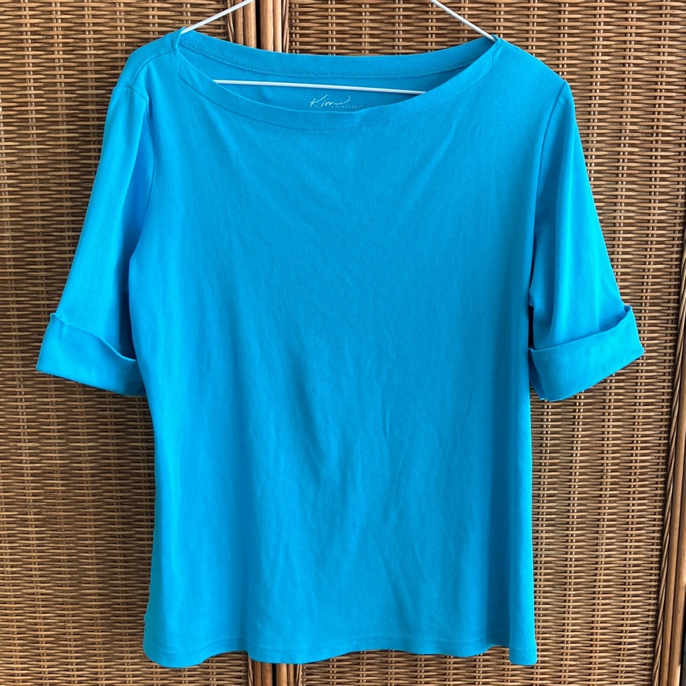 Kim Rogers Women's Bright Blue elbow length sleeve top